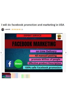 I will do facebook promotion and marketing in USA