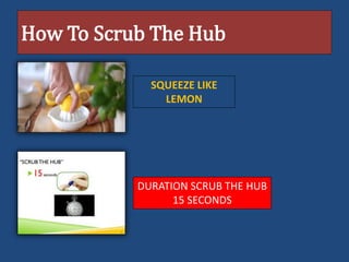 How To Scrub The Hub
SQUEEZE LIKE
LEMON
DURATION SCRUB THE HUB
15 SECONDS
 