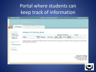 Portal where students can keep track of information
