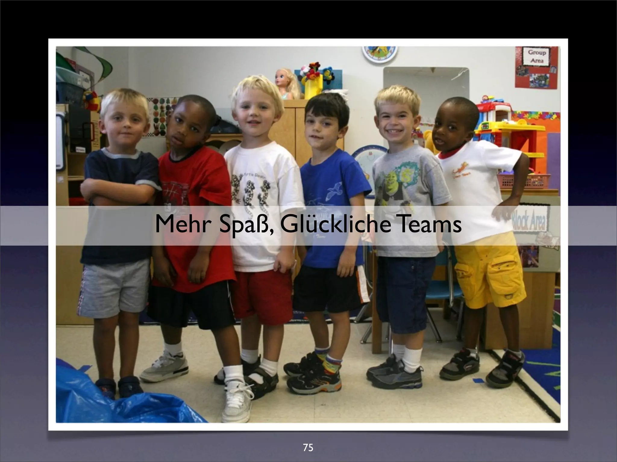 Mehr Spaß, Glückliche Teams




            75
 