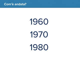 1960 
1970 
1980 
Com’è andata? 
 