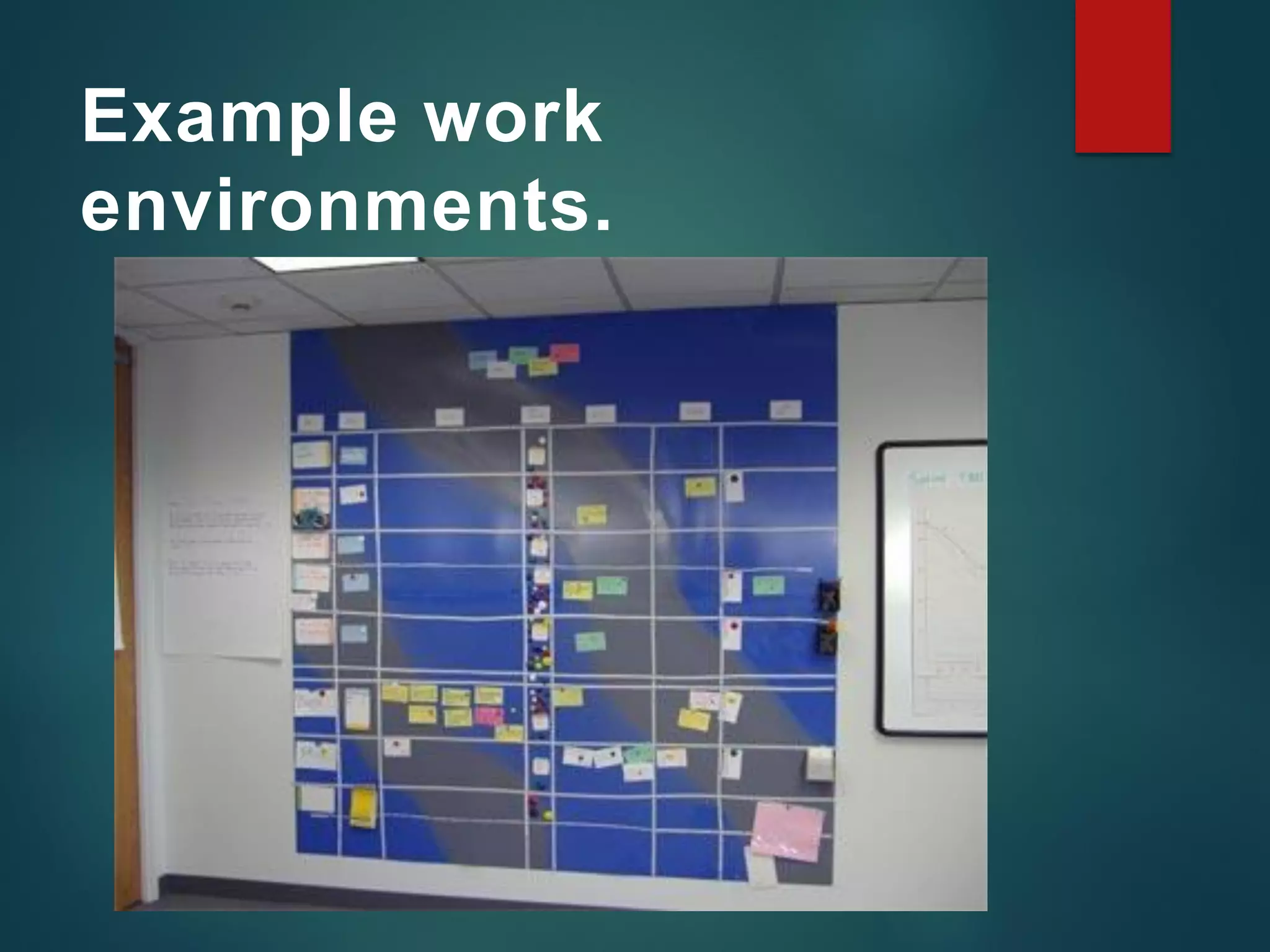 Example work
environments.
 