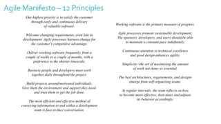 Agile Manifesto – 12 Principles
Our highest priority is to satisfy the customer
through early and continuous delivery
of v...
