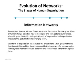 Evolution of Networks:
                The Stages of Human Organization



                       Information Networks
   ...