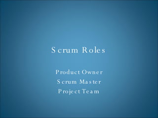 Scrum Roles Product Owner Scrum Master Project Team 
