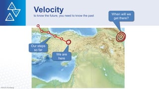 Velocity
to know the future, you need to know the past
Henrik Kniberg
When will we
get there?
We are
here
Our steps
so far
 