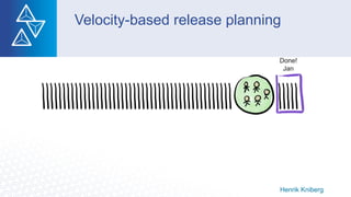 Velocity-based release planning
Henrik Kniberg
Done!
Jan
 