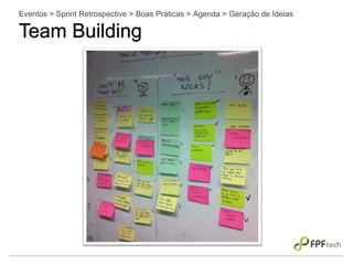 Eventos > Sprint Retrospective > Boas Práticas > Agenda > Geração de Ideias
Team Building
 