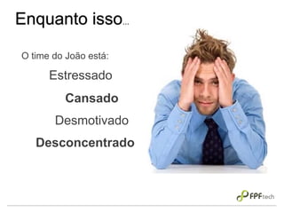 Enquanto isso...
O time do João está:
Estressado
Cansado
Desmotivado
Desconcentrado
 