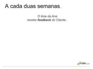 A cada duas semanas...
O time da Ana
recebe feedback do Cliente...
 