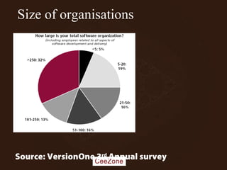 Size of organisations
Source: VersionOne 3rd
Annual survey
 