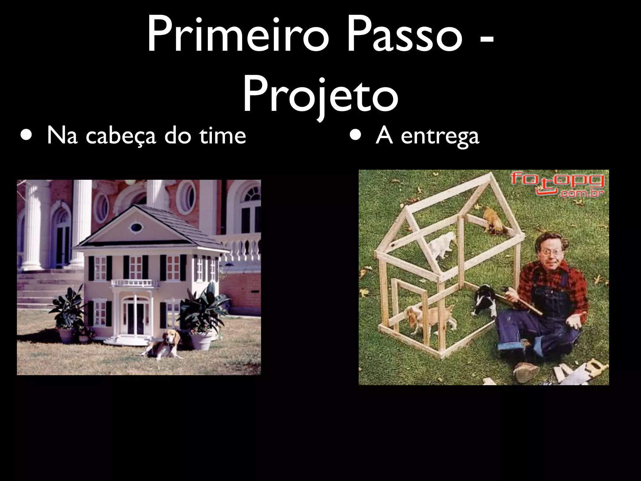 Primeiro Passo -
              Projeto
• Na cabeça do time   • A entrega
 