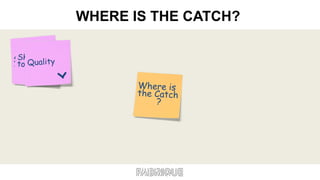 WHERE IS THE CATCH?  < Security of supply Short  Time to Market Quality Where is the  Catch ? 