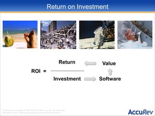 Return on InvestmentReturnValueROI  =InvestmentSoftware
