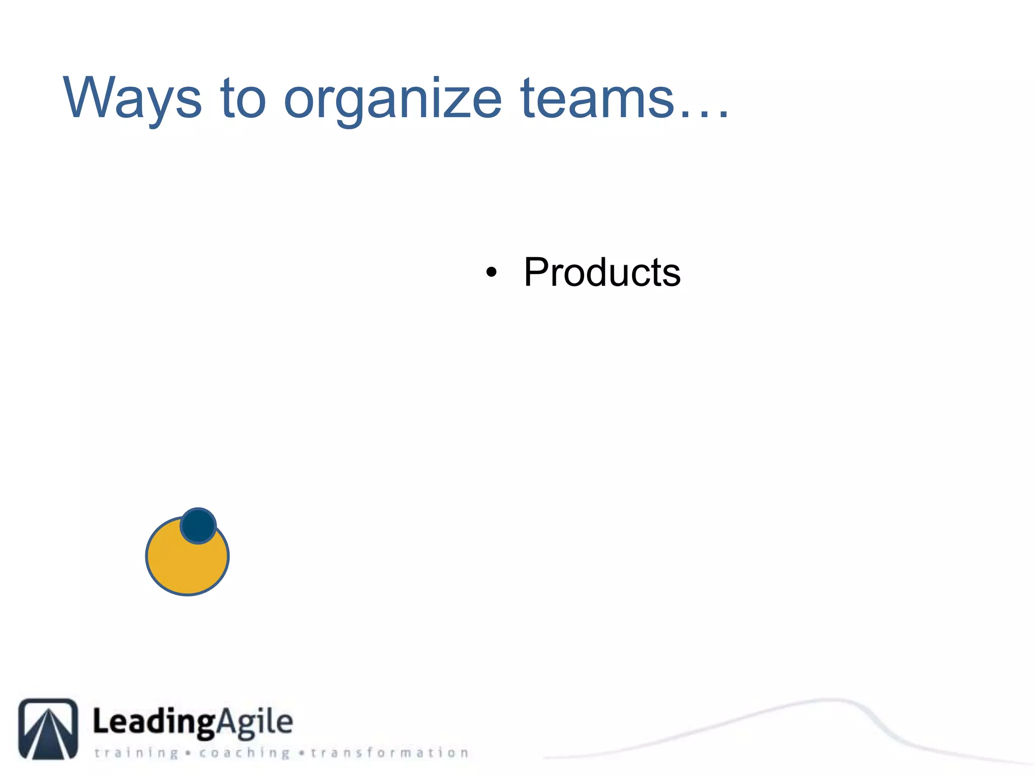 Ways to organize teams… Products