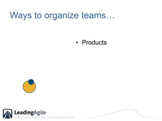 Ways to organize teams… <br />Products<br />