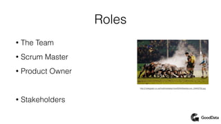 Roles
• The Team
• Scrum Master
• Product Owner
• Stakeholders
http://i.telegraph.co.uk/multimedia/archive/02444/webscrum_2444372b.jpg
 