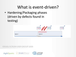 What is event-driven?,[object Object],Hardening/Packaging phases (driven by defects found in testing),[object Object]