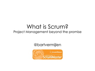 What is Scrum?
Project Management beyond the promise


           @bartvermijlen
 