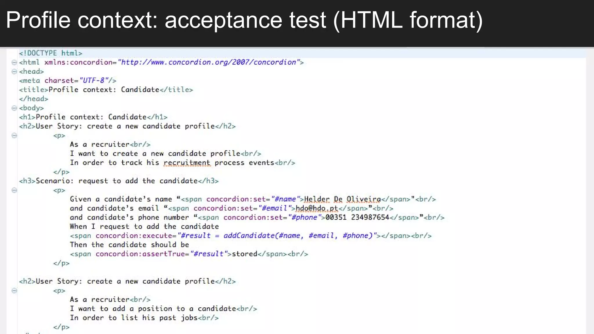 Profile context: acceptance test (HTML format)
 