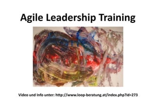 Agile Leadership Training




Video und Info unter: http://www.loop‐beratung.at/index.php?id=273
 