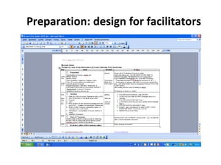 Preparation: design for facilitators 
