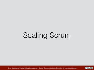 Scrum Workshop by Practical Agile is licensed under a Creative Commons Attribution-ShareAlike 4.0 International License.
Scaling Scrum
 