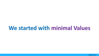 We	started	with	minimal	Values
#AgilitybyChoice
 