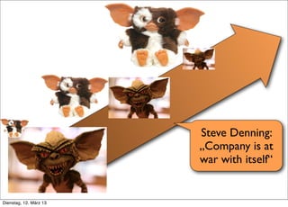 Steve Denning:
                                 „Company is at
                                 war with itself“

     >> Titel der Präsentation

Dienstag, 12. März 13
 