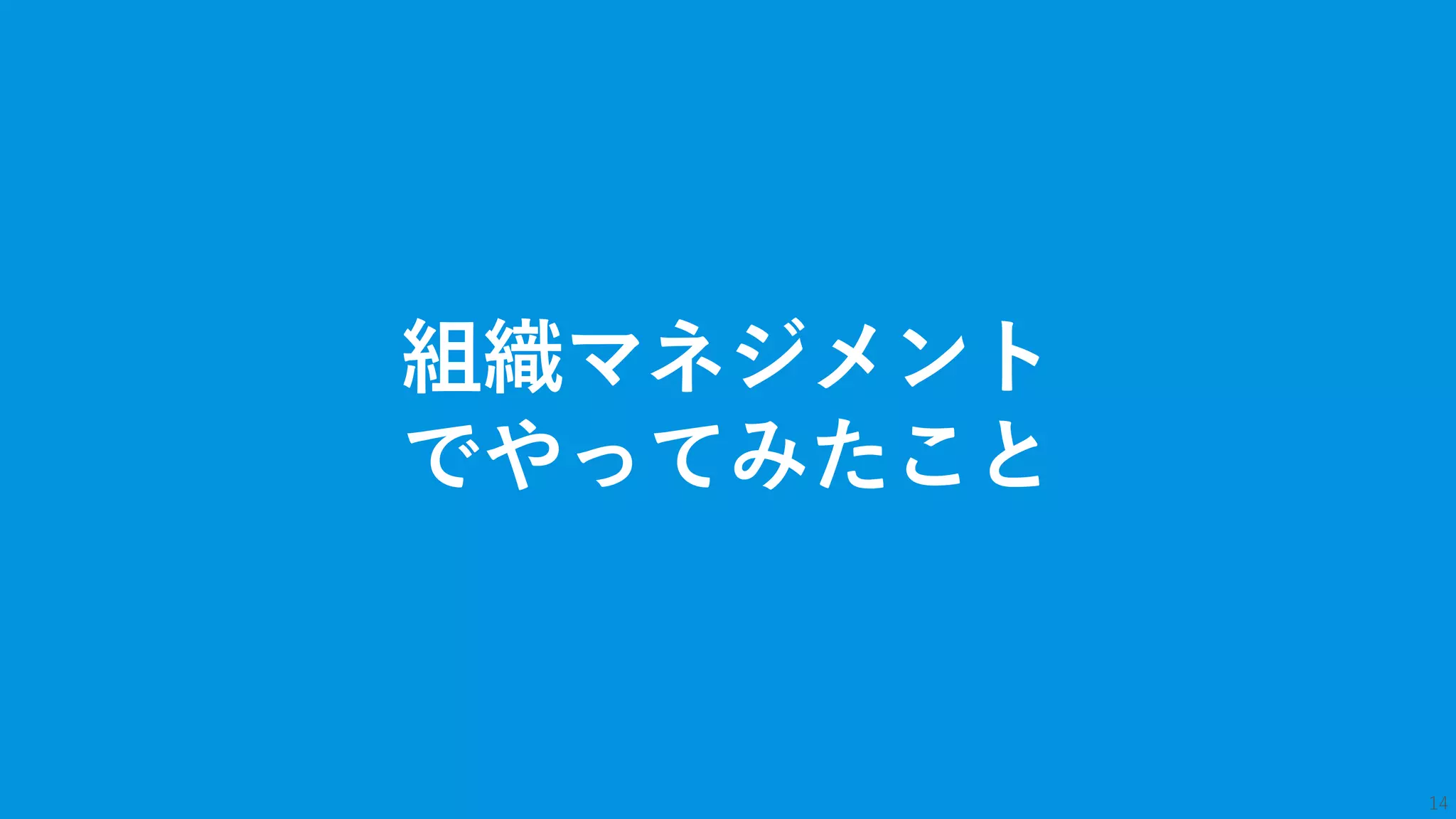 14
組織マネジメント
でやってみたこと
 