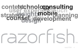 6
strategy
design
user experience
insightssocial
mobiletouch
development
planning
technologyconsultingcontent
counsel
 