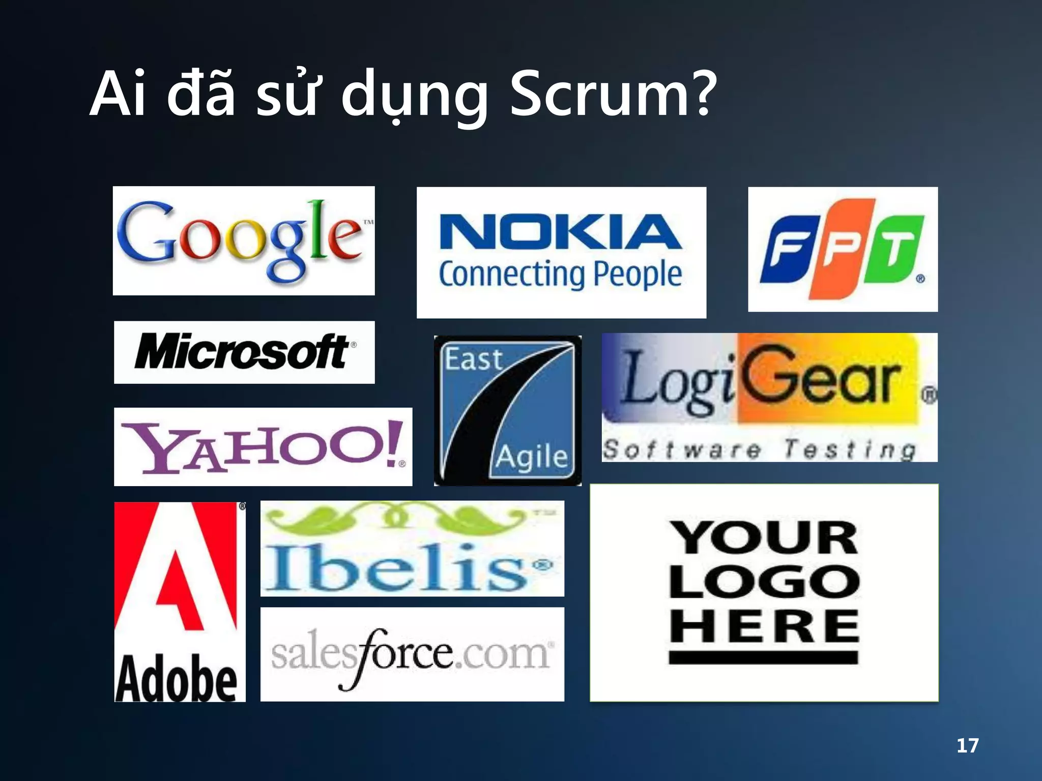 Ai đã sử dụng Scrum?

17

 