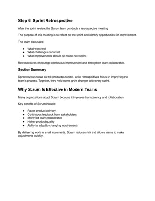 Scrum Framework Step by Step Guide for Agile Teams | PDF