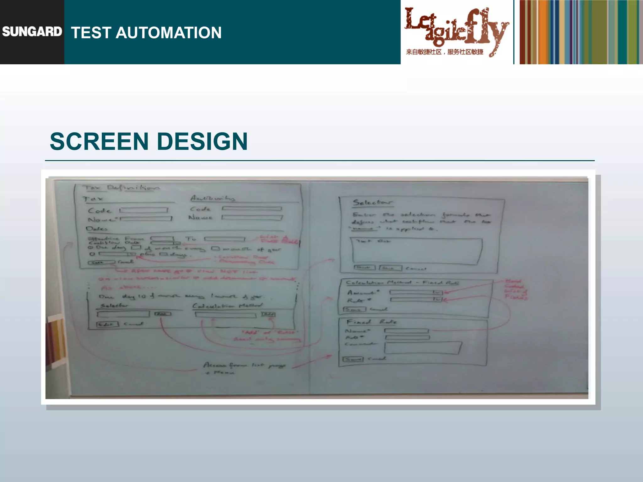 TEST AUTOMATION




SCREEN DESIGN
 
