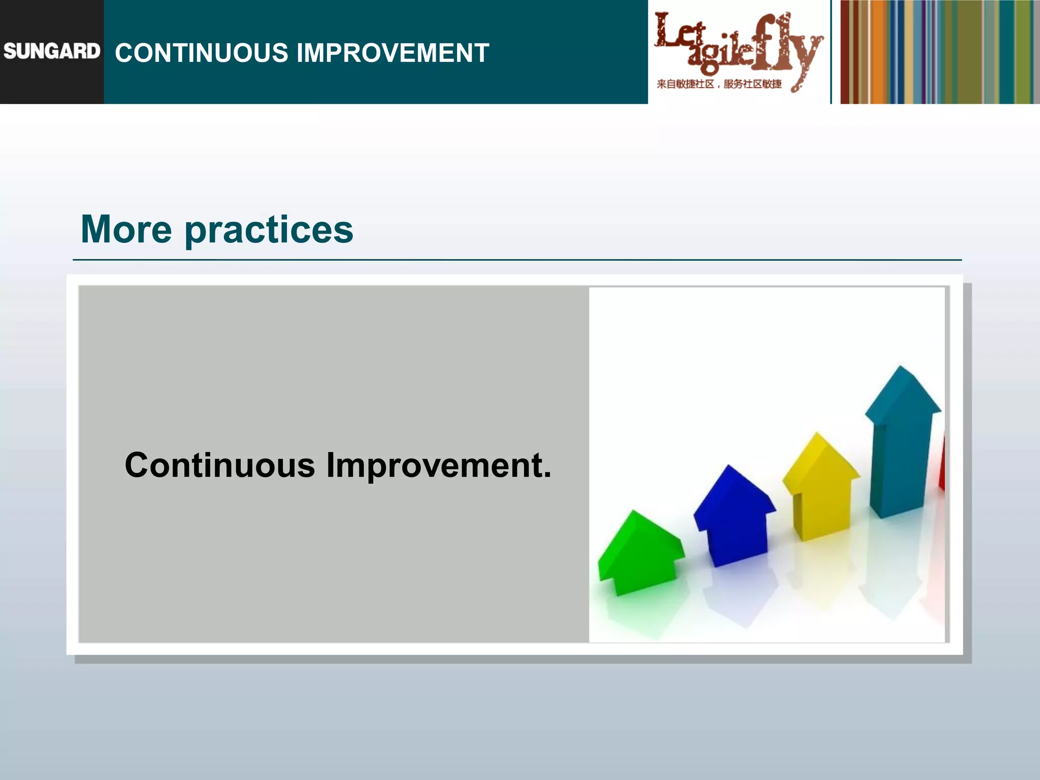 CONTINUOUS IMPROVEMENT




More practices




  Continuous Improvement.
 