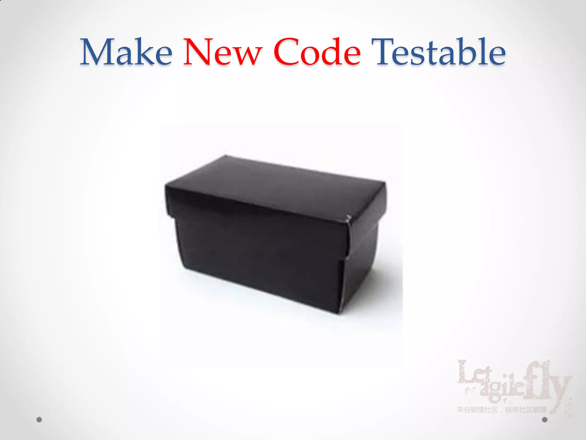 Make New Code Testable
 