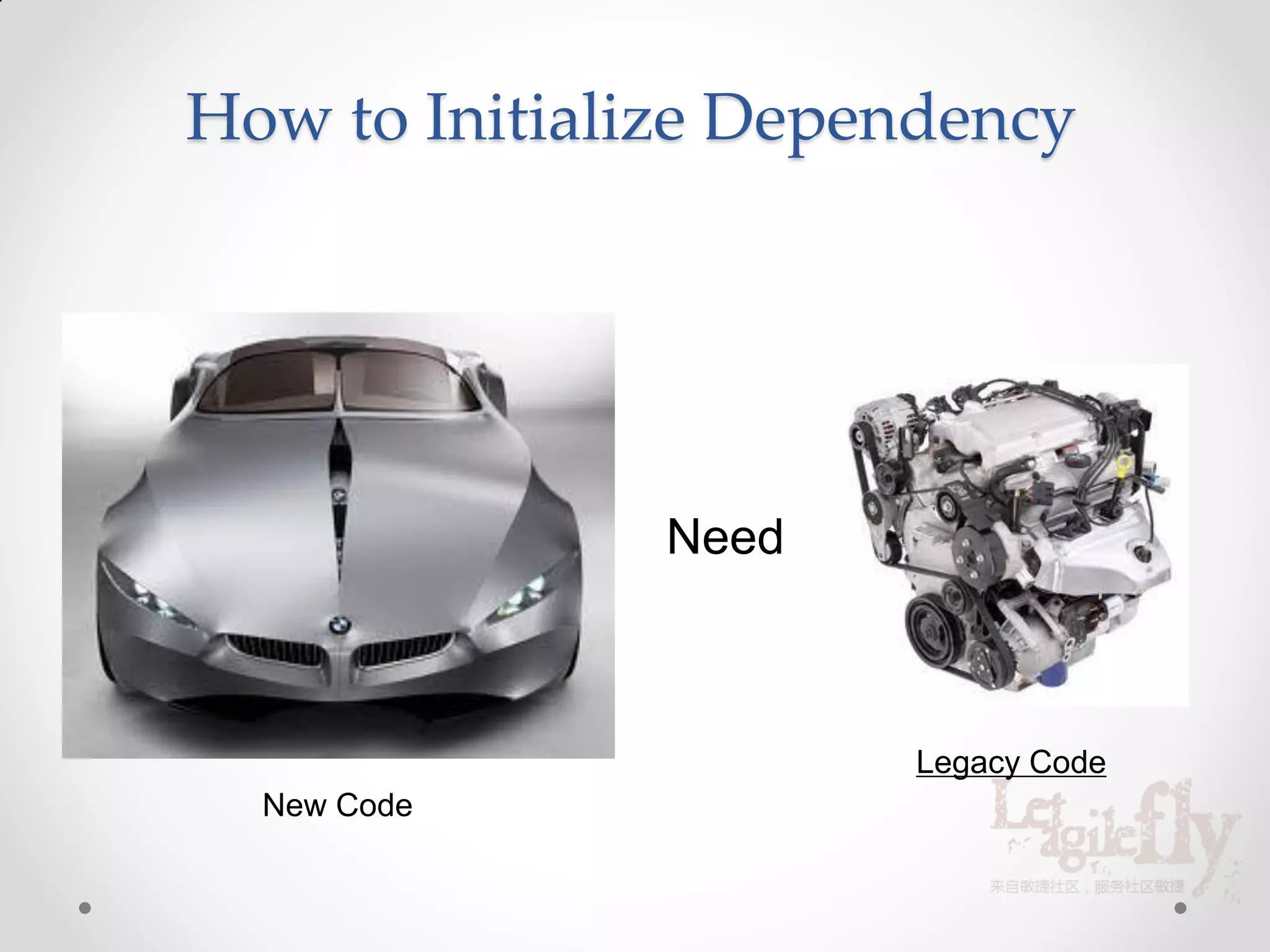 How to Initialize Dependency




               Need



                      Legacy Code
  New Code
 