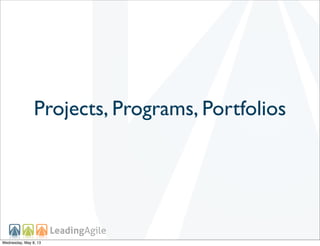 Projects, Programs, Portfolios
Wednesday, May 8, 13
 