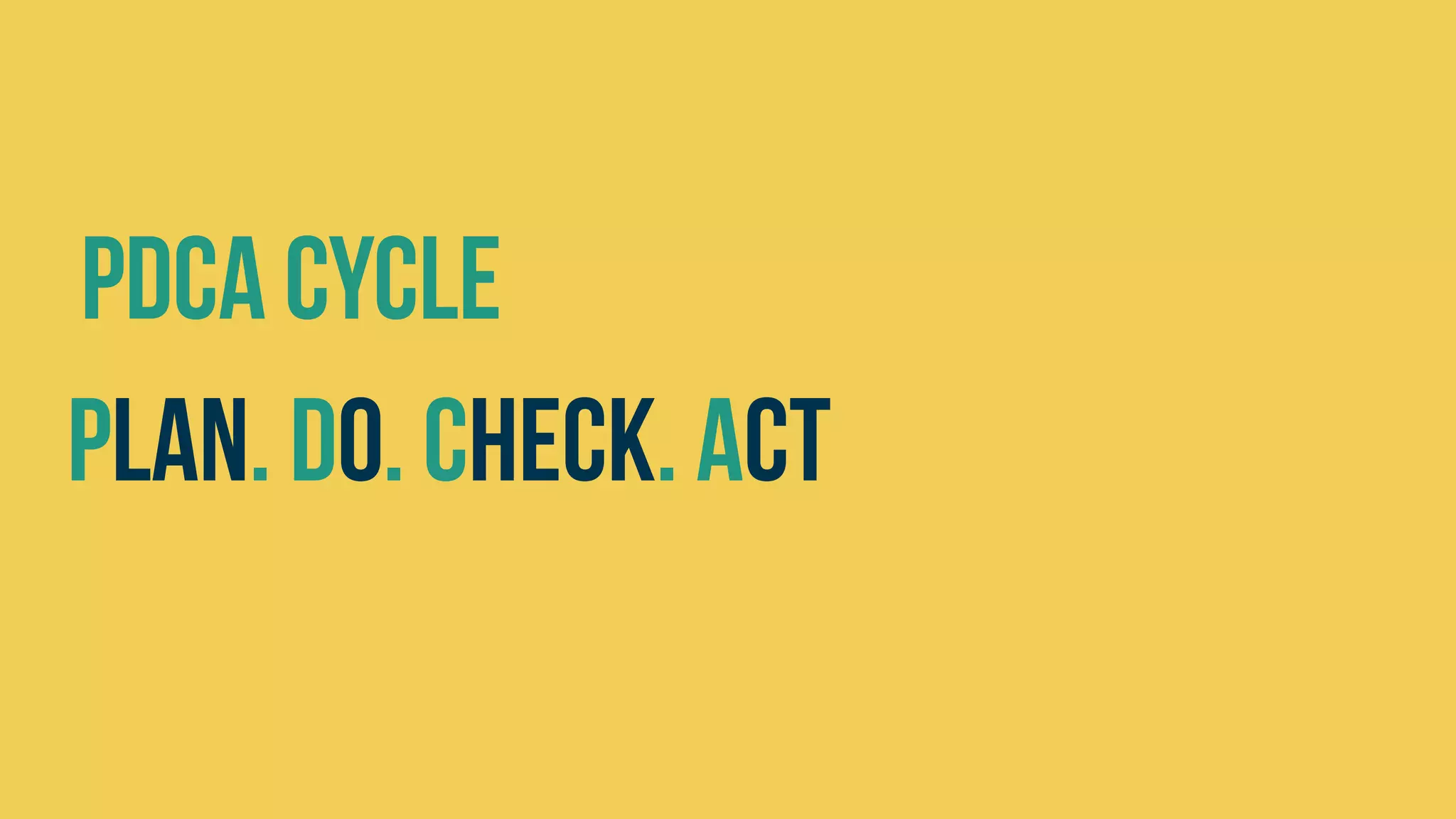 PDCA CYCLE
PLAN. Do. CHECK. ACT
 