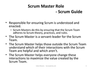 Scrum Master Rol The Scrum Master role | PPT