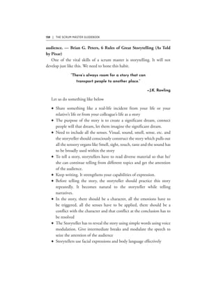 128 | THE SCRUM MASTER GUIDEBOOK
“There’s always room for a story that can
transport people to another place.”
—J.K. Rowling
F
F
F
F
F
F
F
F
F
 