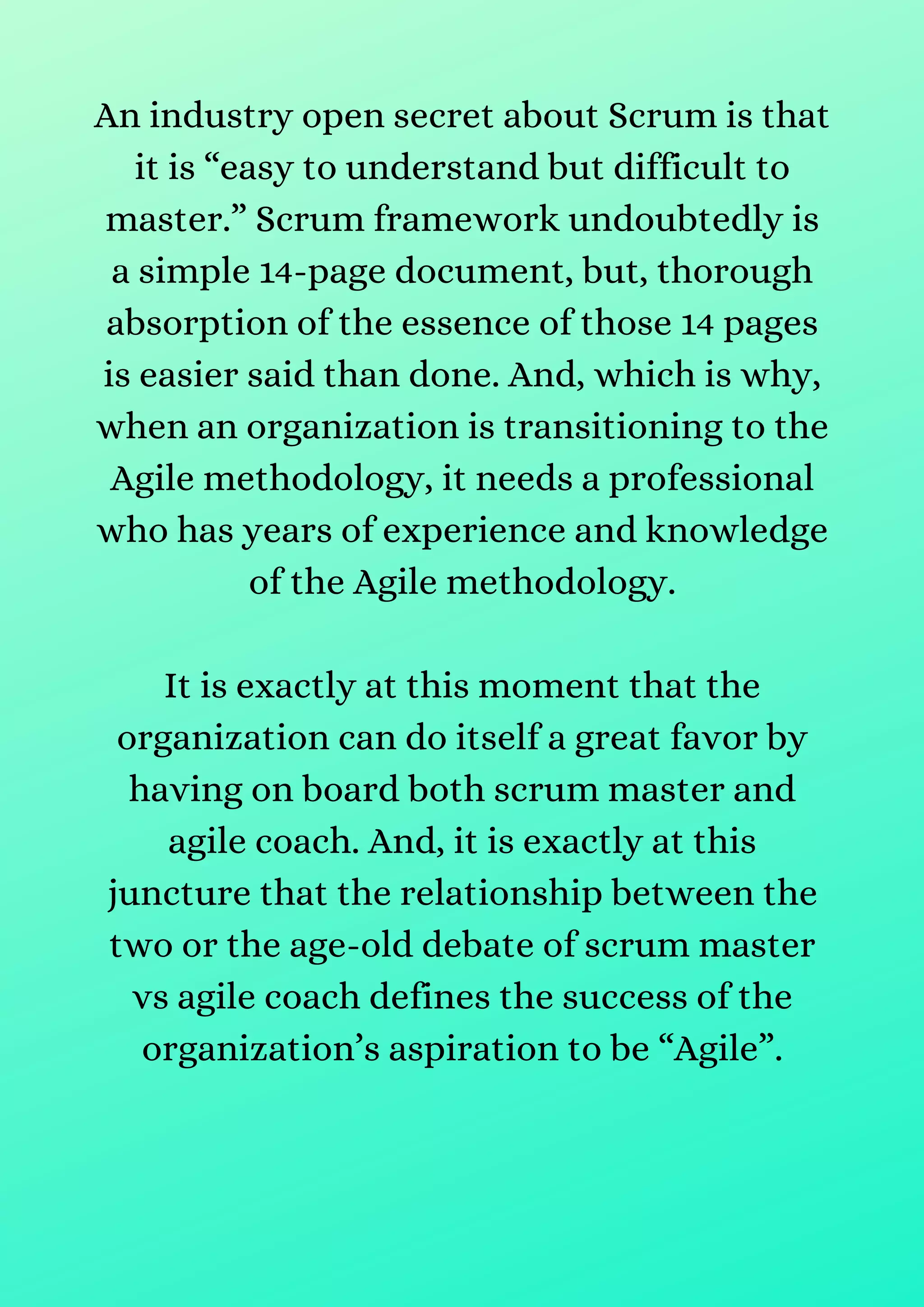 Scrum master vs agile coach difference explained | PDF