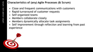 Scrum : let’s deliver value!!   Characteristics of (any) Agile Processes (& Scrum)

                                 • Clo...