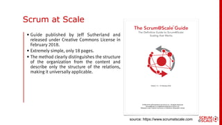 Scrum at Scale
• Guide published by Jeff Sutherland and
released under Creative Commons License in
February 2018.
• Extrem...