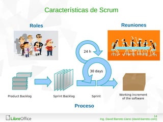 1408/03/15
Ing. David Barreto Llano (david-barreto.com)
Características de Scrum
Roles Reuniones
Proceso
 