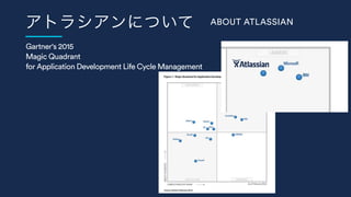 ABOUT ATLASSIAN
Gartner's 2015  
Magic Quadrant  
for Application Development Life Cycle Management
 