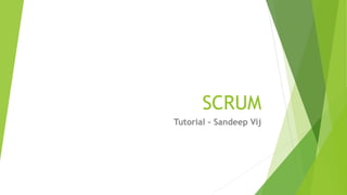 SCRUM
Tutorial – Sandeep Vij
 