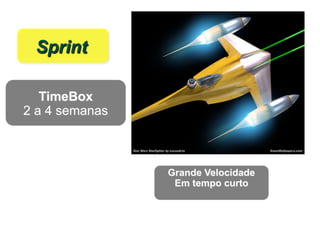 Sprint
Grande Velocidade
Em tempo curto
TimeBox
2 a 4 semanas
 