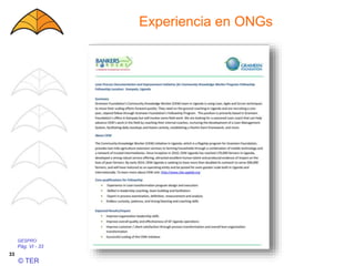 GESPRO
Pág. VI - 33
© TER
Experiencia en ONGs
33
 