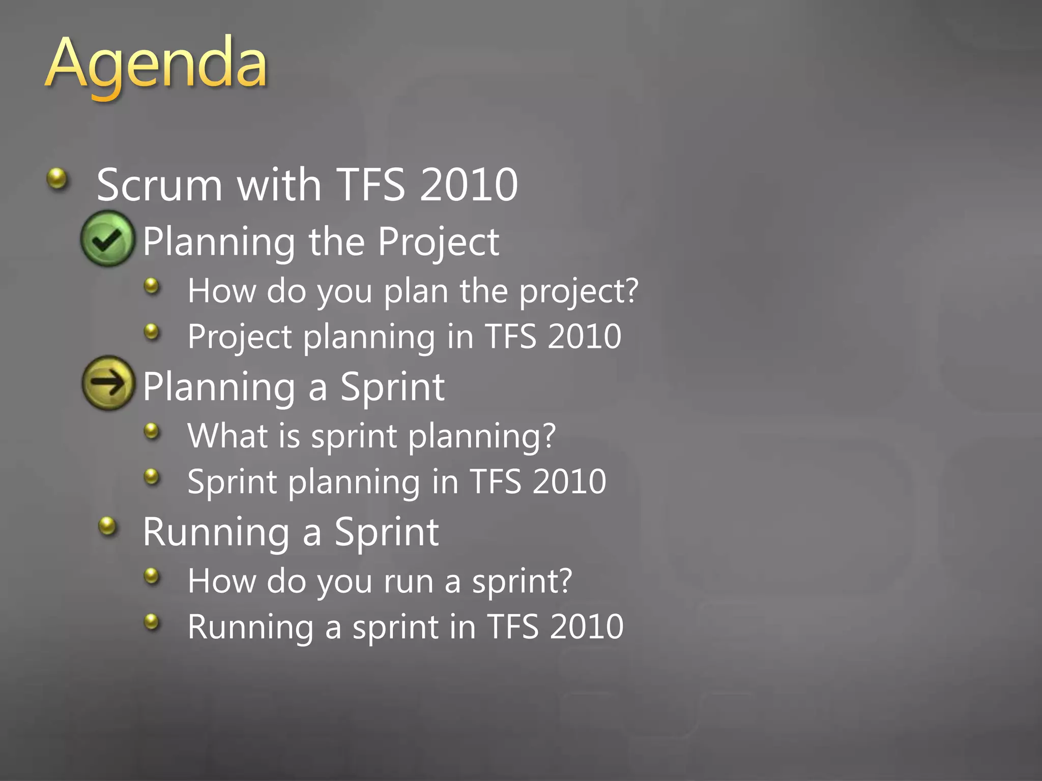 What is Sprint Planning?The product owner and the team add user stories to the sprintEach story is decomposed into tasksThe team makes a commitment to each user story